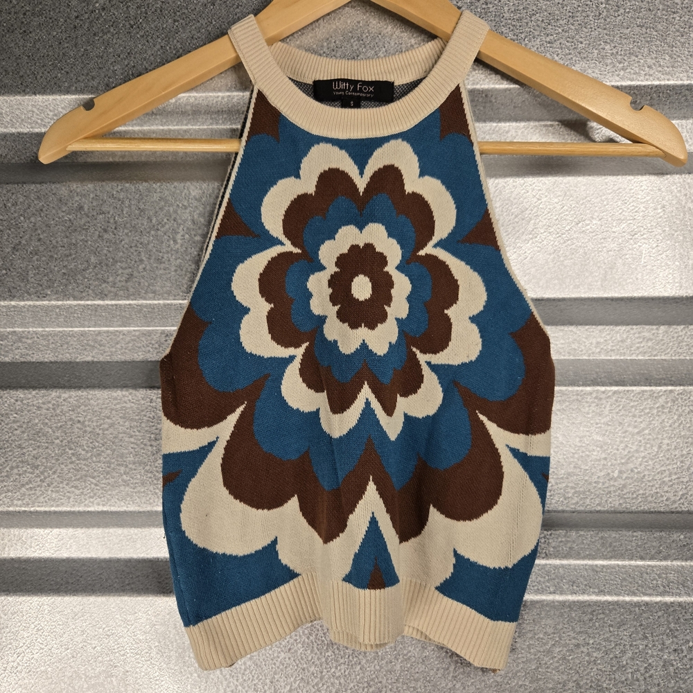 Witty Fox Sweater Tank – Retro Floral – S